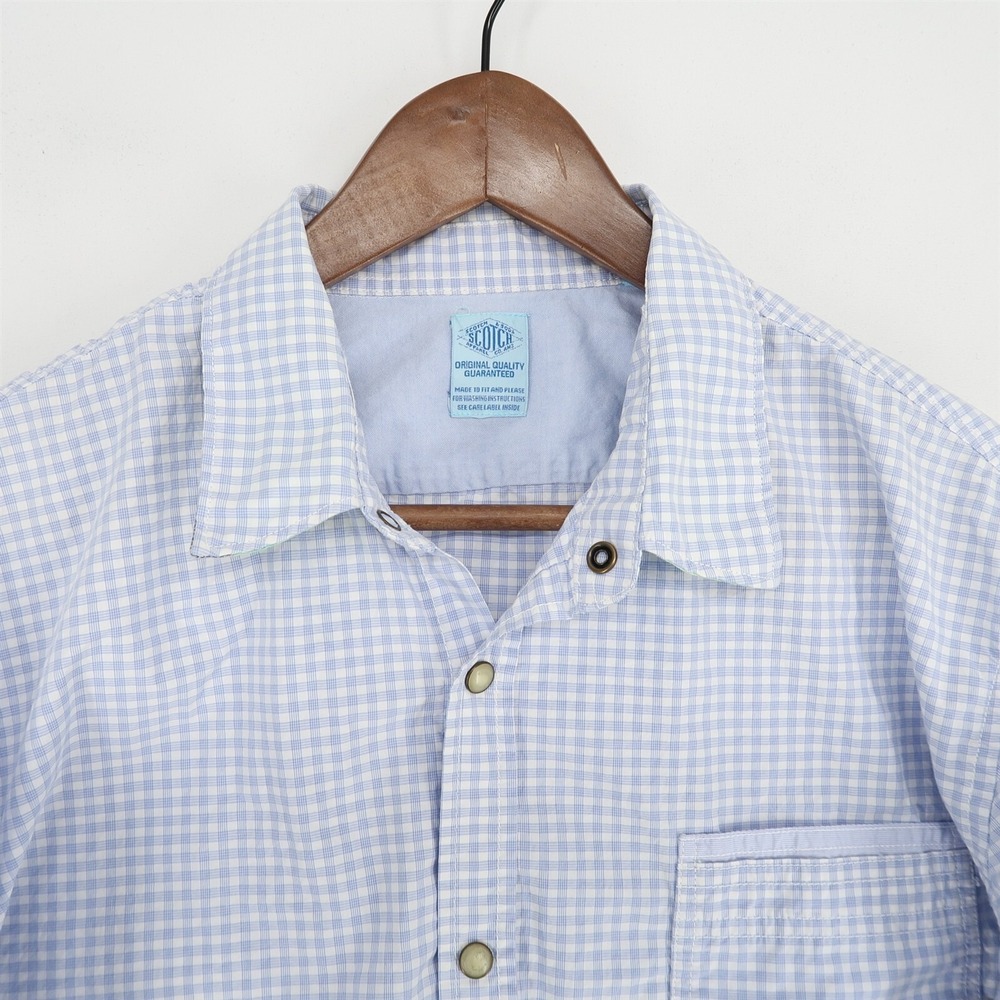 Scotch and Soda Shirt Mens XL Blue Plaid Long Sleeve Roll Tab Cotton Flip Cuff - Picture 5 of 16